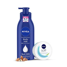 Deals, Discounts & Offers on  - NIVEA Milk 400ml 5 in 1 Complete Care Nourishing Body Lotion & Soft 200ml Moisturizing Cream with Vitamin E, Jojoba Oil