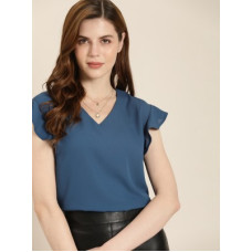 Deals, Discounts & Offers on Laptops - [Size M] her by invictusCasual Regular Sleeves Solid Women Dark Blue Top