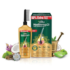 Deals, Discounts & Offers on Beauty Care - DABUR Vatika Neelibhringa 21 Hair Growth Oil - (100Ml+ 50Ml Extra Free) | 14 Ayurvedic Herbs | Ayurvedic Medicine | 4X Less Hairfall | 3X Thicker Hair | 21 Hair Benefits| With Ergnomic Comb Applicator