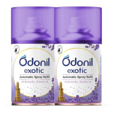 Deals, Discounts & Offers on  - Odonil Exotic Automatic Spray Refill - 450ml (Pack of 2, 225mlx2) | Sensual Dahlia | 2x Long Lasting |Fits all Machines | 2200 Sprays Guaranteed | Lasts upto 60 days