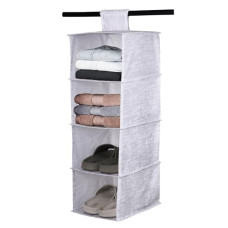 Deals, Discounts & Offers on  - Kuber Industries Shoe Rack | 4 Shelf Foldable Storage Rack | Clothes Hanging Organizer | Shoe Storage Organizer | Closet Organizer with Velcro | Shoe Rack with Jute Printed | Gray