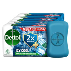 Deals, Discounts & Offers on  - Dettol Icy Cool Bathing Soap Bar With 2x Menthol (750gm), 150gm - Pack of 5