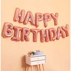 Deals, Discounts & Offers on  - AMFIN (16 Inch) Happy Birthday Letter Foil Balloon Set Rose Gold, Rose Gold Balloons for Decoration Set, Happy Birthday Balloons for Decoration foil Balloon