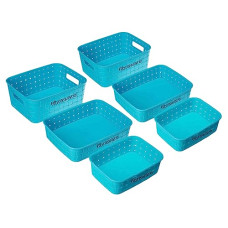 Deals, Discounts & Offers on  - Floraware Unbreakable Plastic Multi use Storage Basket (Blue, 3)