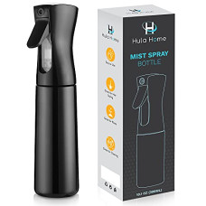 Deals, Discounts & Offers on  - Hula Home Continuous Spray Bottle (10.1oz/300ml) Empty f falkiya Fine Plastic Water Mist Sprayer  For Hairstyling, Cleaning, Salons, Plants, Essential Oil Scents & More (Black)
