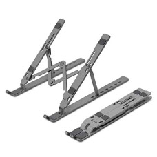 Deals, Discounts & Offers on Laptop Accessories - ZEBRONICS Aluminium Alloy Laptop Stand, Compatible with 9-15.6 inch Laptops, 7 Angles Adjustable Tabletop, Anti Slip Silicon Rubber Pads, Foldable, Velvet Pouch Inside, Zeb-NS2000 (Dark Grey)