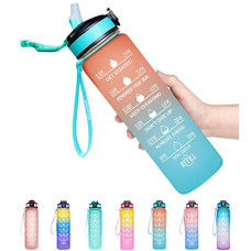 Deals, Discounts & Offers on  - Giotto by VLSA 32oz/22oz Leakproof BPA Free Drinking Water Bottle with Time Marker & Straw to Ensure You Drink Enough Water Throughout The Day