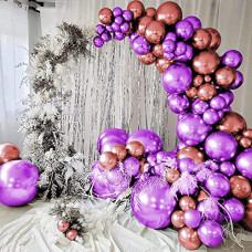 Deals, Discounts & Offers on  - Just Party 25Pcs Rose Gold & 25Pcs Purple Metallic Chrome Balloons with Shiny Surface For Birthdays/Anniversary/Engagement/Baby Shower/bachelorette Party Decorations (Pack of 50)