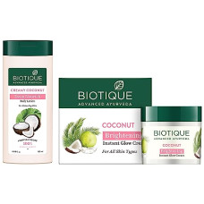 Deals, Discounts & Offers on  - Biotique Bio Coconut Whitening And Brightening Cream, 50g & Biotique Bio Creamy Coconut Ultra-Rich Body Lotion