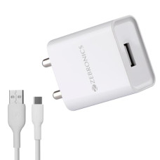 Deals, Discounts & Offers on Mobile Accessories - ZEBRONICS MA5212A USB Mobile Adapter with 12 Watts, Wide Input Range, Built-in Protections, High Efficiency, Compact Design, Type-C Cable Included