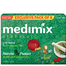 Deals, Discounts & Offers on  - Medimix Ayurvedic Classic 18 Herbs Bathing Soap 125g (Combo Pack of 8) | Natural Oils For Healthy & Protected Skin | Shop Herbal | Natural | Paraben-free & Sulphate-free | 100% Vegan