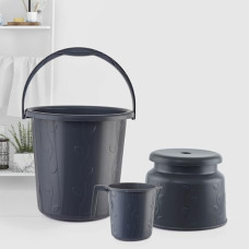 Deals, Discounts & Offers on  - Cello Petal Bathroom Set | Sturdy and Durable | Lightweight and Rigid | Easy to Clean and Attractive Design | Small Set of 3, Dark Grey
