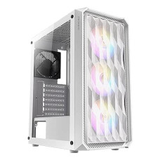 Deals, Discounts & Offers on  - Antec NX292 White ATX Mid-Tower Case, Tempered Glass Side Panel, Full Side View, Pre-Installed 4 x 120mm in Front