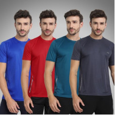 Deals, Discounts & Offers on  - [Sizes M, XL] FTXPack of 4 Men Solid Round Neck Polyester Multicolor T-Shirt