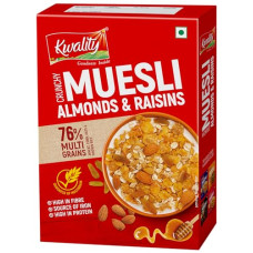 Deals, Discounts & Offers on  - Kwality Muesli Crunchy 400g | 76% Multi Grains, Almond, Raisins & Honey | Natural Source of Vitamin & Iron | High in Protein & Fiber | Low Fat & Cholesterol free | Healthy Food & Breakfast Cereal