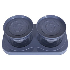 Deals, Discounts & Offers on  - Kuber Industries 2 Containers & Tray Set|Unbreakable Plastic Snackers,Cookies,Nuts Serving Tray|Airtight Containers with Lid,350 ml (Gray)
