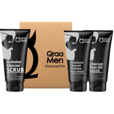 Deals, Discounts & Offers on  - Qraa Charcoal Kit: Charcoal Scrub, Charcoal Face wash, Charcoal Peel-off Mask For Men-With Tea tree oil(3 Items in the set)