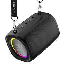 Deals, Discounts & Offers on Electronics - Wings Upbeat 101 Bluetooth Speaker with TWS Bluetooth 5.1 Pairing, RGB Lights, Powerful 5W Output and 20 Hours of Playtime, Flexible Audio Input with Shoulder Strap
