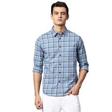 Deals, Discounts & Offers on Men - Dennis Lingo Men's Dusty Blue Slim Fit Cotton Casual Shirt