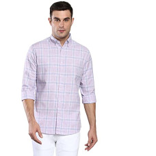 Deals, Discounts & Offers on Men - Dennis Lingo Men's Checkered Slim Fit Cotton Linen Casual Shirt with Button-Down Collar & Full Sleeves