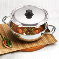 Deals, Discounts & Offers on Cookware - Frenchware Tri-Ply Stainless Steel Extra Deep Kadhai 1.5 litres Capacity (20 cm Diameter), Tri-Ply Stainless Steel Kadai with Stainless Steel Lid - Silver (Induction and Gas Stove Friendly)