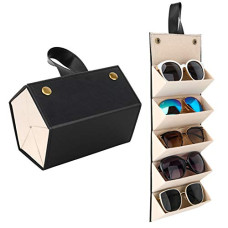 Deals, Discounts & Offers on Women - MoKo Sunglasses Organizer with 5 Slots, Travel Glasses Case Storage Portable Sunglasses Storage Case Bag Foldable Eyeglasses Holder Box Eyewear Display Containers