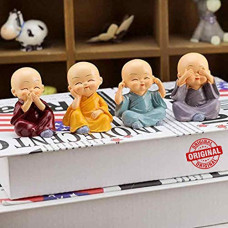 Deals, Discounts & Offers on  - TIED RIBBONS Resin Buddha Monk Statues, Small, Multicolour, Set of 4