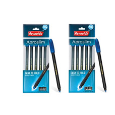 Deals, Discounts & Offers on Stationery - Reynolds AEROSLIM BP 5 CT POUCH - (PACK OF 2) | BLUE I Lightweight Ball Pen With Comfortable Grip for Extra Smooth Writing I School and Office Stationery | 0.7mm Tip Size | Pen
