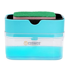 Deals, Discounts & Offers on  - E-Cosmos Smarty Soap Dispenser and Dishwasher Liquid Holder, Liquid Dispenser Through Pump (Black, 350 ML) with Free Sponge Made in India, Medium (Sky Blue)