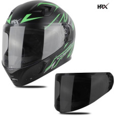 Deals, Discounts & Offers on  - HRX XTRM Full Face Clear Visor + Smoke Visor Air ventilated ISI Marked Decal Motorbike Helmet(MAT BLACK GREEN)