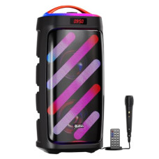 Deals, Discounts & Offers on  - pTron Newly Launched Fusion Bold 100W Karaoke Bluetooth Party Speaker, Powerful Sound, RGB Lights, 3 mtr Wired Mic, BT/USB/SD Card/Aux Playback, TWS Pairing, Remote Control & Type C Charging (Black)