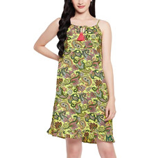 Deals, Discounts & Offers on Women - Clovia Women's Crepe Striped Resort Wear Slip Dress with Ruffles