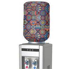 Deals, Discounts & Offers on  - Cortina Damask Print Water Dispenser Bottle Can Cover | Can Protector | Elastic Closure | Polyester Material | Environmental Friendly | Digital Print | 45cm x 42cm x 43cm | 20 Liters | Grey 2