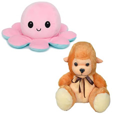 Deals, Discounts & Offers on  - Babique Octopus Sitting Plush Soft Toy Cute Kids Animal Home Decor Boys/Girls (17 cm) (CH-OCTPS-PINK-BLU-22) Monkey Stuffed Soft Toy Plush
