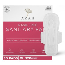 Deals, Discounts & Offers on  - AZAH Rash-Free Clinically Tested | Super Saver Pack | Heavy & Overnight Flow Size-XL Sanitary Pad(Pack of 30)