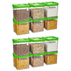 Deals, Discounts & Offers on  - Floraware Food Safe Plastic Multiuse Square Lock & Lock Airtight Container,Multipurpose Jar, Grocery Container, BPA Free, 700 ML (Green, 2)