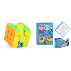 Deals, Discounts & Offers on  - graphene Cubes 3x3 High Speed Sticker Less Magic Puzzle Cube Game Toy (3x3) & Graphene Doodle Pen & Water Coloring Book Set