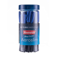 Deals, Discounts & Offers on Electronics - Reynolds AEROSLIM BP 25 CT JAR - BLUE | Ball Point Pen Set With Comfortable Grip | Pens For Writing | School and Office Stationery | Pens For Students | 0.7 mm Tip Size