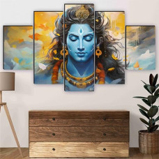 Deals, Discounts & Offers on  - SAF Shiva Paintings For Wall Decoration - Set Of Five, 3d modern art Painting for Living Room Large Size with Frames