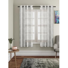 Deals, Discounts & Offers on  - Cortina Polyster Linen Solid Sheer Curtain Set with Eyelet Rings Non Blackout Window Curtain - Set of 2 - White