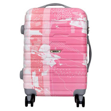 Deals, Discounts & Offers on  - Coolife Swisslite 55Cm (20 Inch) Small Cabin Hardsided Printed Polycarbonate Luggage Trolley Bag Pink