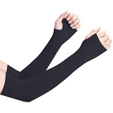 Deals, Discounts & Offers on Men - XJARVIS Black UV Tan Sunblock Protection with Thumb Hole Arm Sleeves, Outdoor Indoor Use Unisex Arm Sleeve