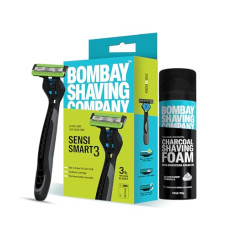Deals, Discounts & Offers on Health & Personal Care - Bombay Shaving Company Sensi Smart 3 Razor and Charcoal Shaving Foam Combo | 3 Blades Shaving Razor For Men | Charcoal Shaving Foam, 50g