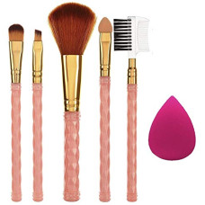 Deals, Discounts & Offers on Beauty Care - AY Makeup Brush Set of 5 and 1 Makeup Sponge Puff (colour may vary) | Face and Eye Makeup Brushes Set | For Cream, Liquid and Powder Formulation |