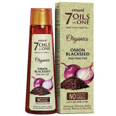 Deals, Discounts & Offers on Beauty Care - Emami 7 Oils In One Organics Onion Blackseed Hair Oil | Anti-Hair Fall | Ultra-Light & Non-Sticky | Free From Parabens, Sulphates & Harmful Chemicals | For Thick, Strong Hair, 200ml