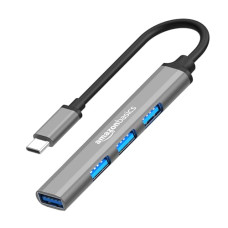Deals, Discounts & Offers on  - Amazon Basics 4-in-1 Hub Multiport Adapter, USB Type-C with Aluminium Shell, 1xUSB 3.0 & 3xUSB 2.0