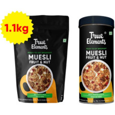 Deals, Discounts & Offers on Food and Health - True Elements Muesli Fruit and Nut (700gm + 400gm) - Combo - 1100gm Jar(2 x 550 g)