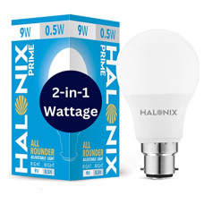 Deals, Discounts & Offers on  - Halonix 2 in 1 All Rounder 9W,0.5W B22D Led Bulb Cool White & Off White,Pack of 1, Multi Wattage with Adjustable led Light