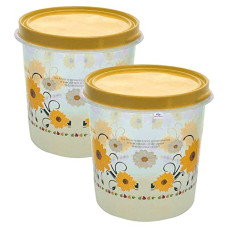 Deals, Discounts & Offers on  - Heart Home Storage Container|Durable Plastic Floral Design BPA Free Food Kitchen Organizer with Lid|Food Utility Jar, 7 LTR, Pack of 2 (Yellow)