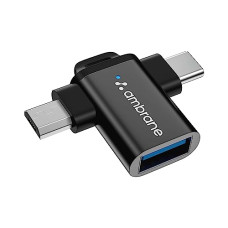 Deals, Discounts & Offers on Mobile Accessories - Ambrane 2 in 1 OTG Adapter Micro USB+USB Type C to USB Female Connector, OTG Pen Drive Adapter to Mobile Connector Type C, Compatible with All Devices